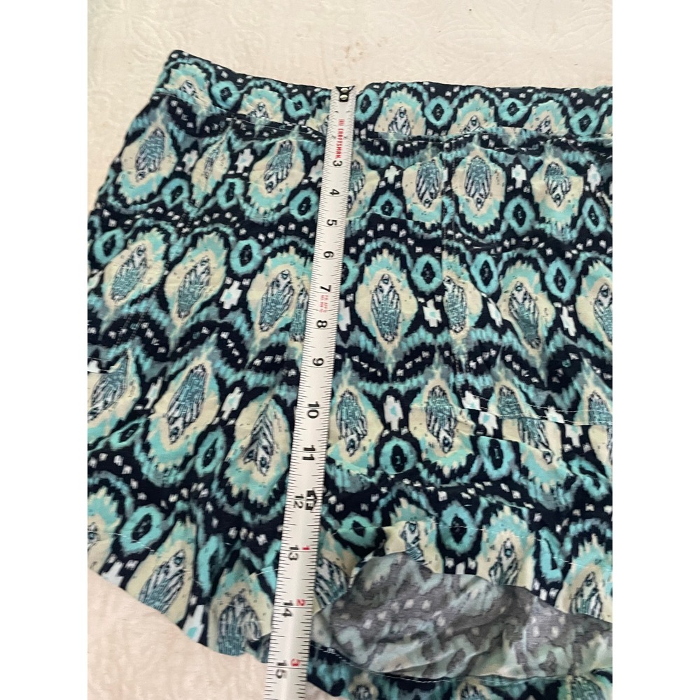Wildfox Women Teal Navy Ikat Medallion Print Elastic Waist Shorts Size L - Picture 6 of 6